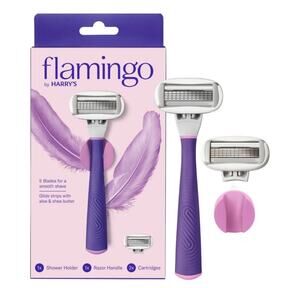 Flamingo by Harry’s 5-Blade Women’s Razor Handle + 2 Refills Electric Orchid New